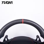Audi Carbon Fiber Flat Bottom Steering Wheel With Black Perforated Leather