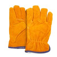 Buy cheap Winter Fleece Lined Leather Gloves , Yellow High Temperature BBQ Gloves product