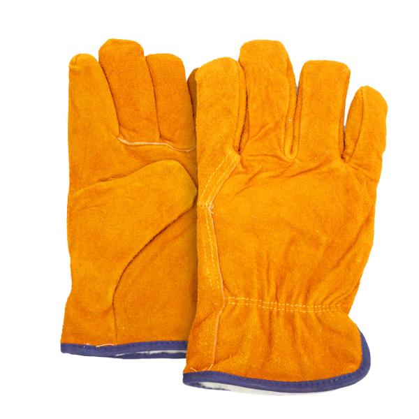 Buy cheap Winter Fleece Lined Leather Gloves , Yellow High Temperature BBQ Gloves from wholesalers