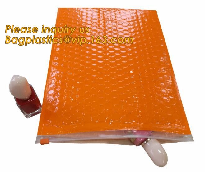 Cosmetic Pink Slider Padded Bag/Holographic k Bag With Bubble,Holographic Metallic Zipper Bubble Bag/Slider Padded