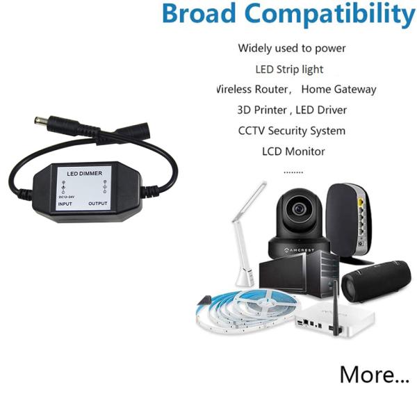 DC Power Cable Male to Female with Dimmer Switch 5.5x2.1mm