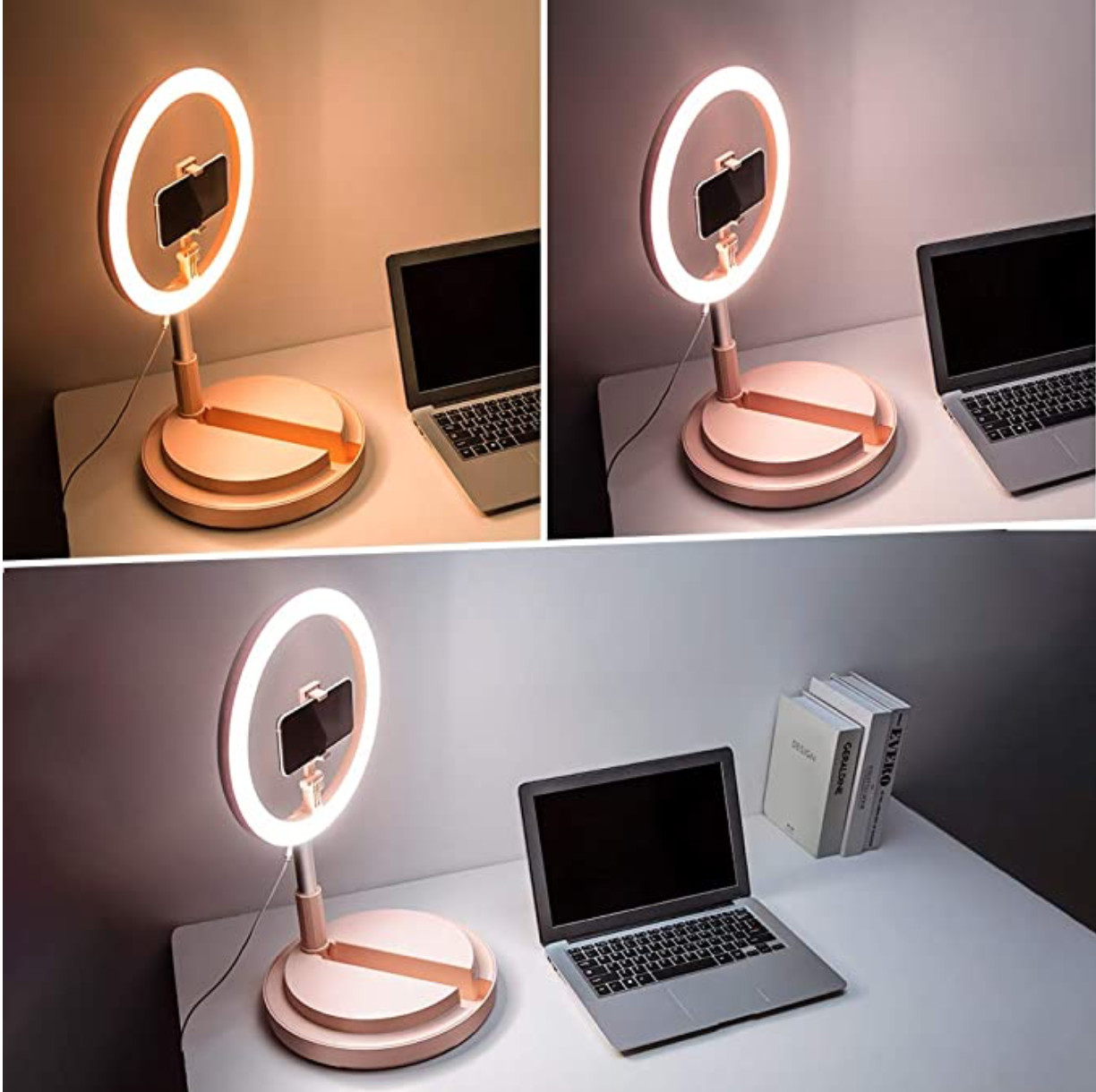Pink 200 LED Beads 4500K Makeup Selfie Ring Light