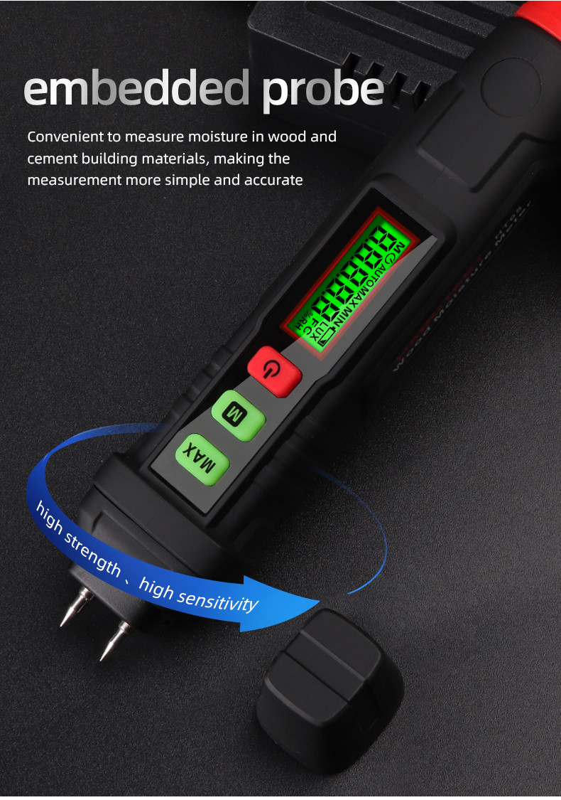 HT65 Digital Wood Moisture Meter Firewood Moisture Tester Drywall Moisture Detector Professional Moisture Content Meter
