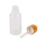 Round Cosmetic Dropper Bottle Bamboo Glass Dropper Bottle 15ml 20ml 30ml 50ml