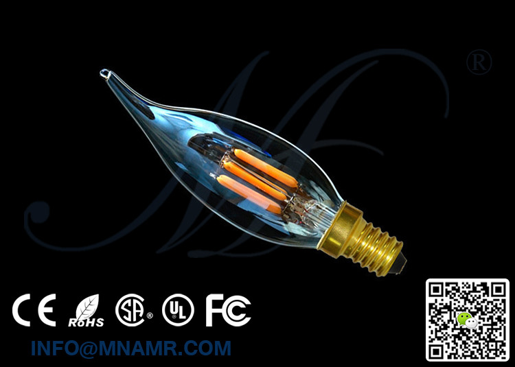 LED Bulb C32 Tipped Clear Glass 120v 240v E14 1w 2w 3w 4w 6w Candle Bulbs 3000k for Chandelier Lights