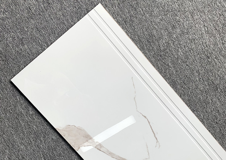Carrara White Ceramic Stairs Floor Step Tiles Acid Resistant