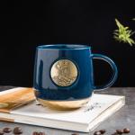420ml Creative Ceramic Coffee Cups With Copper Fish Scale Pattern