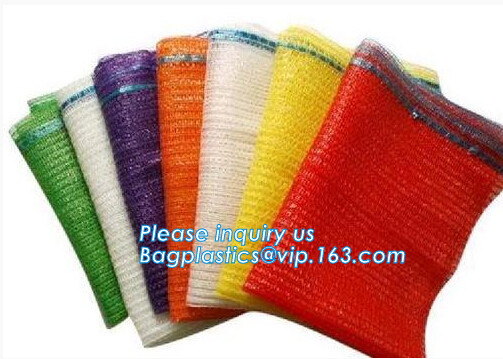 Strong tension PE material raschel mesh bag for eggplant onion potato,Orange polypropylene grid reusable raschel produce