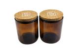 Decorative Amber Candle Holder Glass Candle Jars With Cork Lid For Candle Making