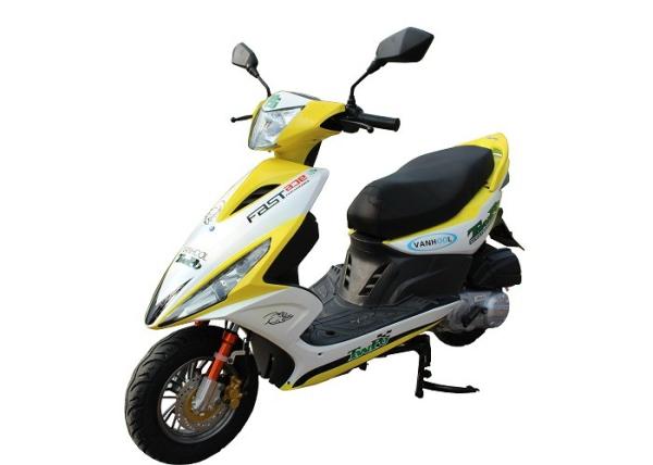 Buy cheap Disc / Drum Brake Gas Moped Scooter Yellow / White Plastic Body High Max Speed from wholesalers