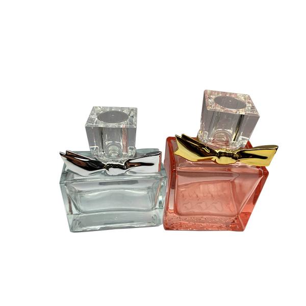 Buy cheap 25ml 50ml Glass Perfume Bottle Flat Square Atomizer Bottle convenientWith Surlyn Cap Bowknot China Manufacturer Supplier from wholesalers
