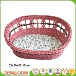 Wicker pet basket willow dog house wicker cat bed M size with mat