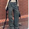 Buy cheap Small Order Clothing Manufacturers Vintage Multi Pocket Tooling Jeans Loose Drape Low Waist Straight Trousers from wholesalers