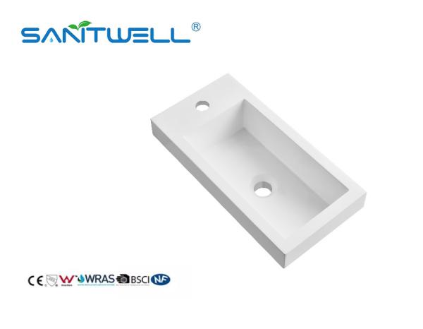 Small Size SWZ500 Popular Design Stone Resin Basins Glossy White Single Hole