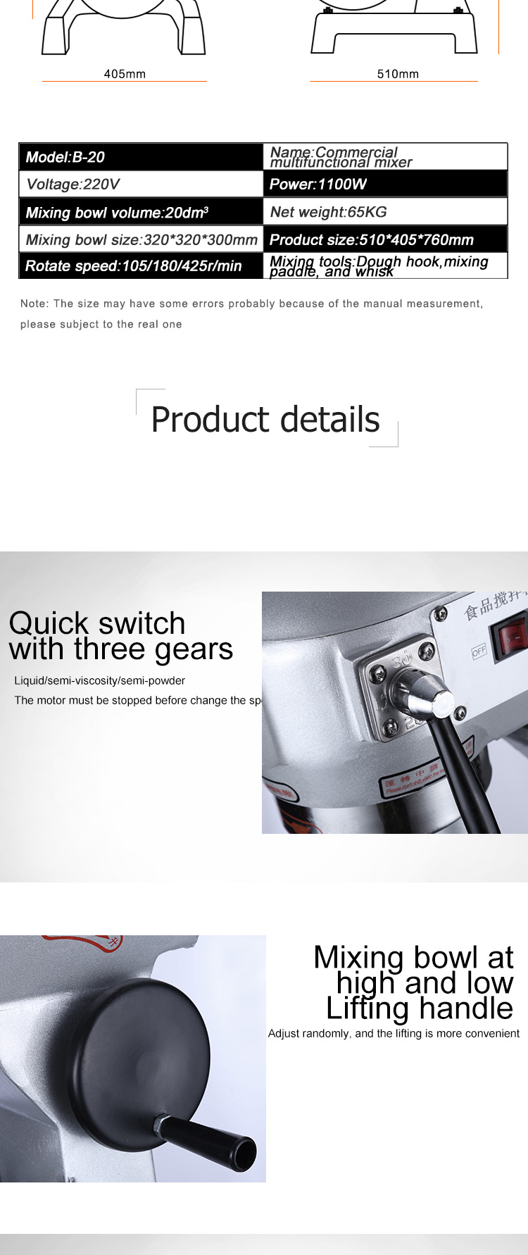 Electric 65kg Stainless Steel Spiral Parts Cake Dough Mixer Machine for Your Benefit