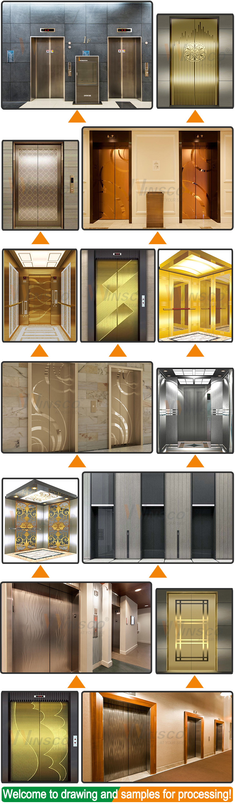 Hairline PVD Titanium Gold Coating Etched Stainless Steel Sheet For Elevator Door Panels