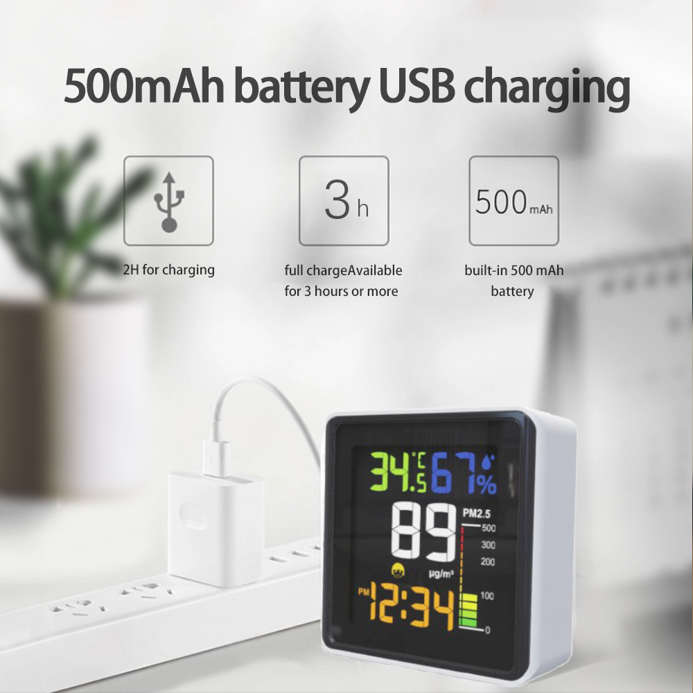 500ug/M3 Air Quality Meter Accurate Pm2 5 Air Quality Monitor With Humidity Sensor
