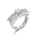 925 Silver Rhodium Gemstone Rings Natural Citrine AAA Grade Cubic Zirconia