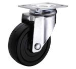 medium duty 4" threaded stem black rubber caster, screw soft rubber castor
