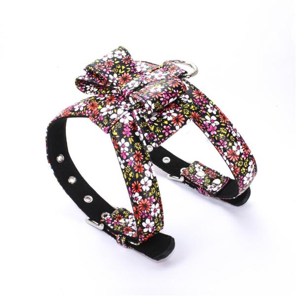 Buy cheap No Pull Leather Adult Dog Walking Training Harness With Bow Floral Design from wholesalers