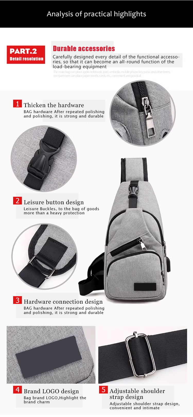 Men's Casual Outdoor Chest Bags Mountaineering Cycling Shoulder Bag Waterproof