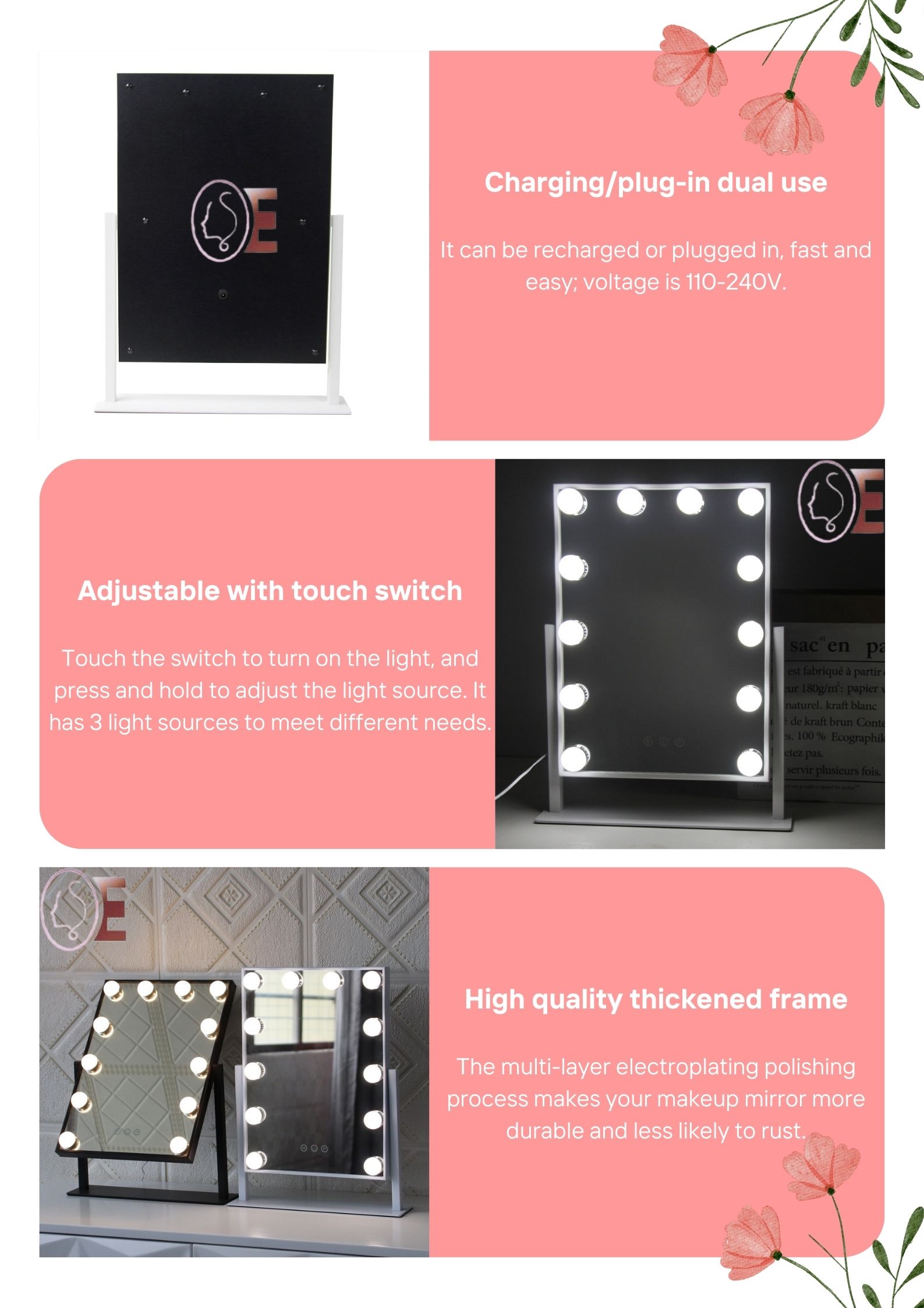 OEM Led Large Hollywood Mirror For Cosmetics Vanity