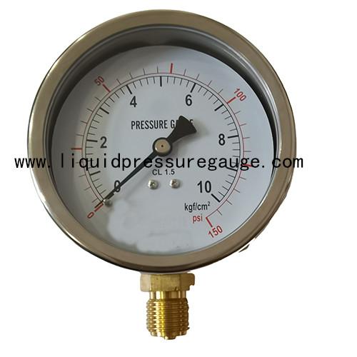Buy cheap 150psi Brass Liquid Filled oil Pressure Gauges 4" Dial 1/2 NPT Lower Mount from wholesalers