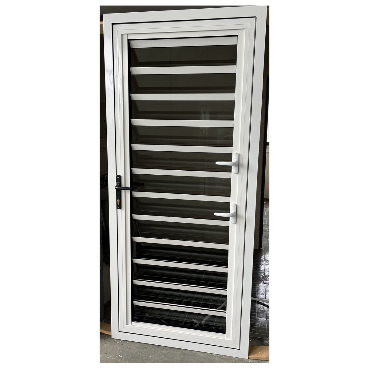 Customized Jalousie Aluminum Frame Tempered Glass Louver Adjustable Louver with Security bar Outside Shutters Doors