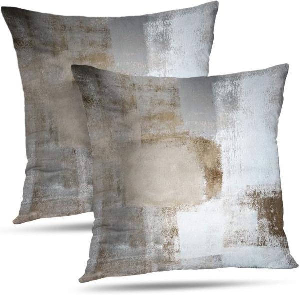 Buy cheap Set of 2 brown art pieces Contemporary decor Gray Home decor Hug pillowcase Pillow case 18X18 inches from wholesalers