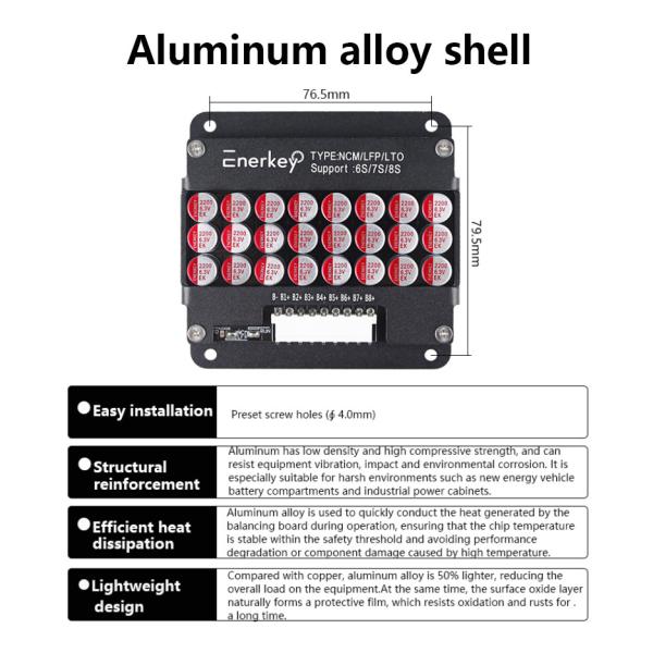 Enerkey 5A 6S 7S 8S Active Balancer with Aluminum Shell Li-ion/Lto/Lifepo4 Battery Equalizer for Outdoor Power Storage