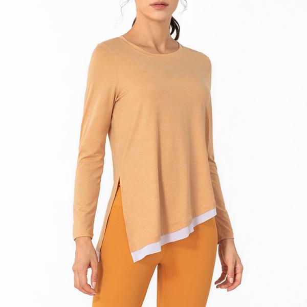 Buy cheap Orange Nude Yoga Long Sleeve Top Women'S Irregular Breathable Sports T - Shirt from wholesalers