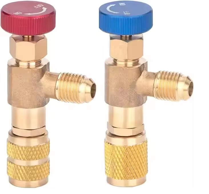 R410A R22 Liquid Safety Adapter Flow Control Ball Valve Refrigerant Charging Valve for Air Conditioner