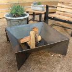 Outdoor Rust Corten Steel Geometric Fire Pit Wood Burning