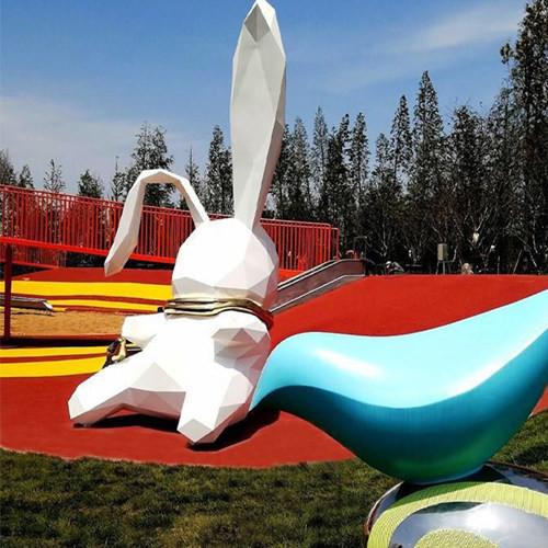 Buy cheap City Cartoon Rabbit Garden Animal Sculptures Fiberglass Outdoor from wholesalers