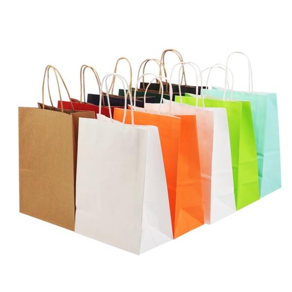 Buy cheap Twisted Handle 150GSM Kraft Paper Shopping Bags Brown White from wholesalers