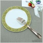 7.5'' Hot Selling Plastic Plate With Gold Rim, Factory Wholesale Bulk Wedding
