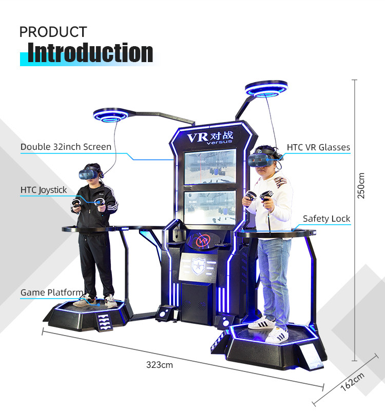 1KW VR Shooting Simulator Virtual Reality 2 Players Battle Game Machine