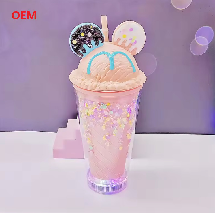 Ice Cup Water Bottle Children's Plastic Straw Cup