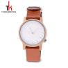 Buy cheap Mens Wood Brown Leather Strap Watches Custom Logo Casual Style from wholesalers