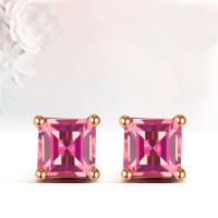 Buy cheap Rose Gold Princess Ruby Stud Earrings Women Fine Jewelry (KE003PINK) product