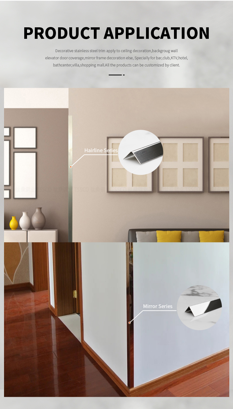 L Shaped Tile Edge Trim Color PVD Coated Rose Blonde Finish Stainless Steel
