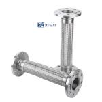 Flexible Metal Corrugated Pipe with Flange Connection Silver Stainless Steel 304