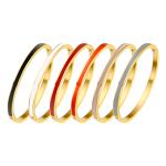 White Enamel Multi Color Hearts Girls Bangle Bracelet Ivy And Max Gold Finish