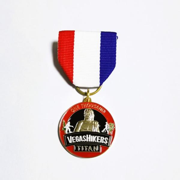 Buy cheap Iron Awards Souvenir Badges And Medals Gold Finish With Short Ribbon And Rubber Clutch from wholesalers