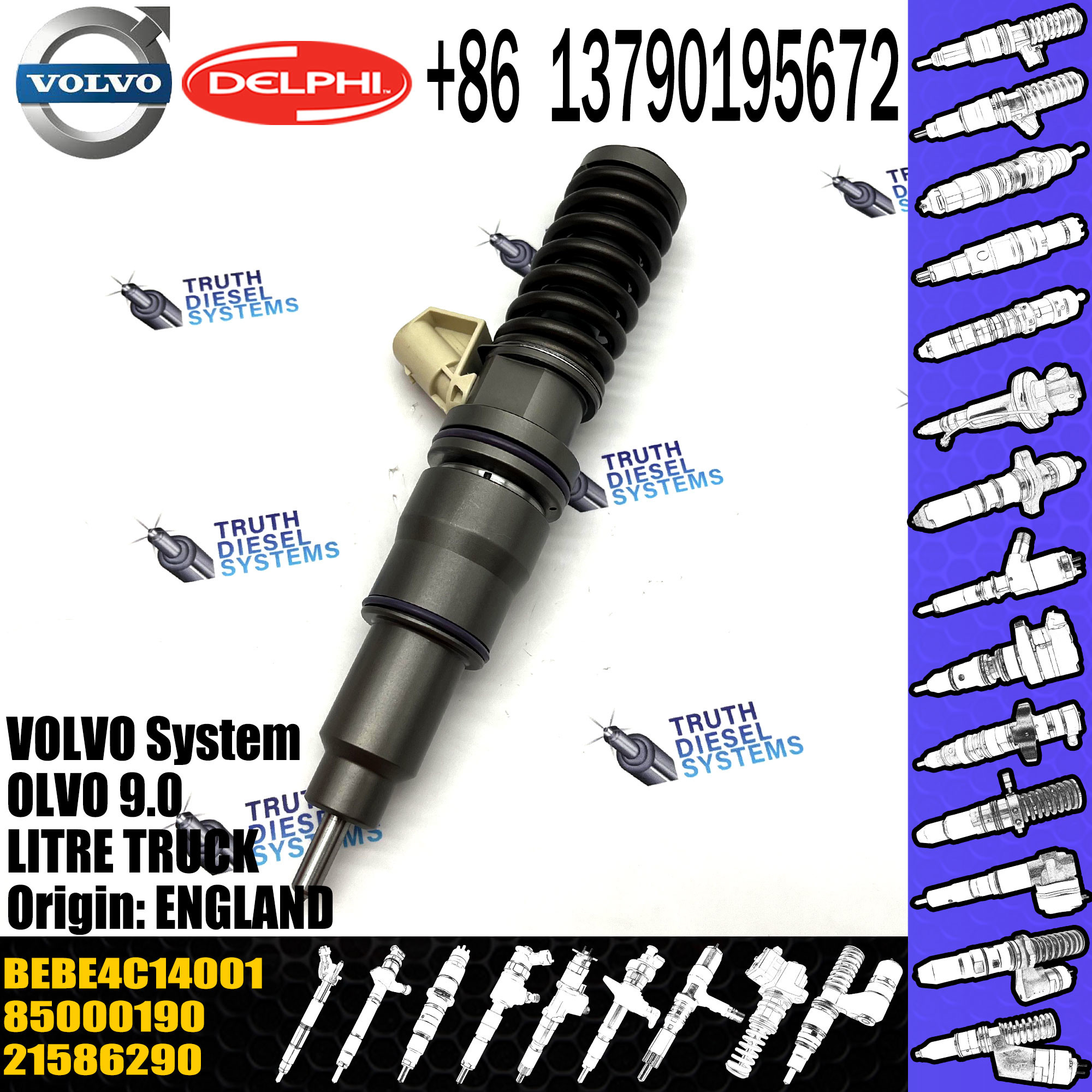 Direct Sale Diesel Fuel Injector 21586290 3801441 BEBE4C14001 For VOL 9.0 LITRE TRUCK