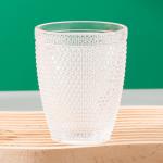 Beaded Hobnail Glass Drinking Cups Crystal Tumblers 260ml Old Fashioned Glasses