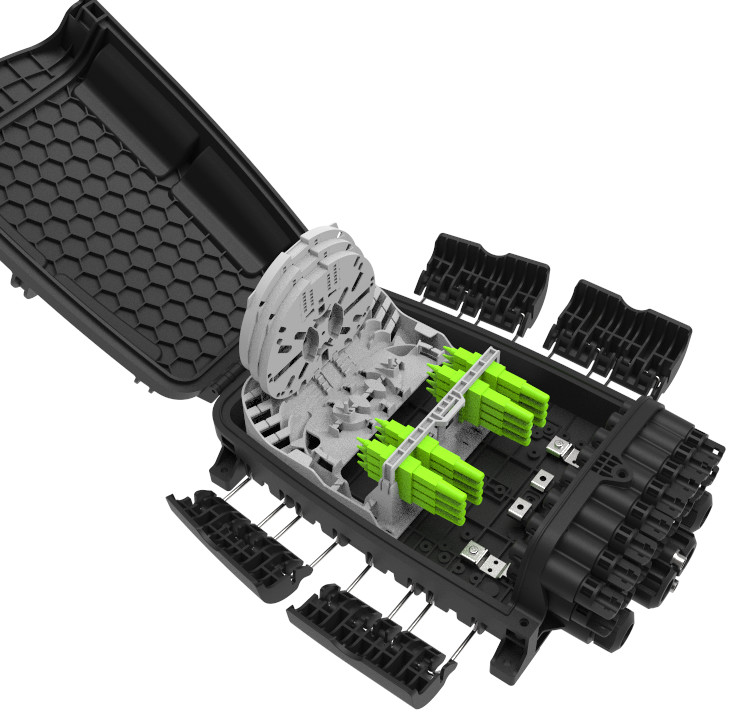 Pre-connectorized Optical Fiber Distribution Box 72C GFS-16Q IP68 378*255*116mm 16 pre-connected adapter aerial-mount
