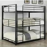 Black Metal Frame Triple Bed Adult 3 Tier Bed Steel Home Business Furniture