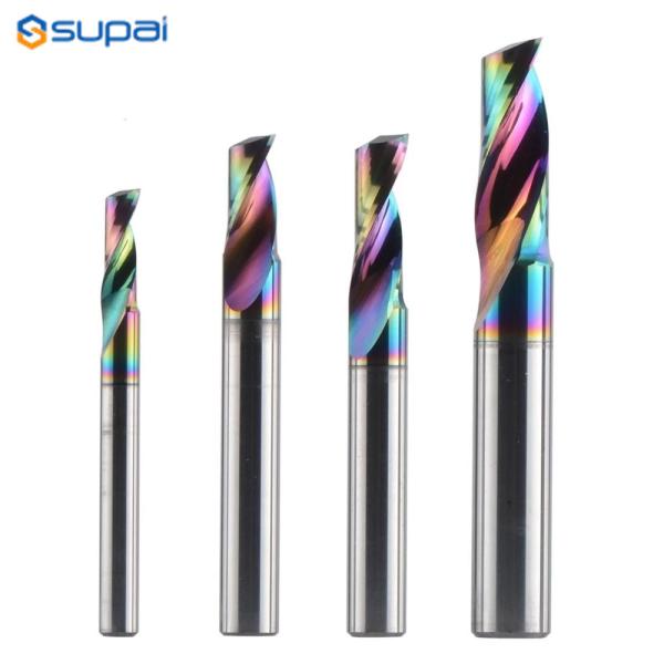 3.175 4 6 8mm CNC Single Flute Solid Tungsten Carbide Alloy End Mill, DLC