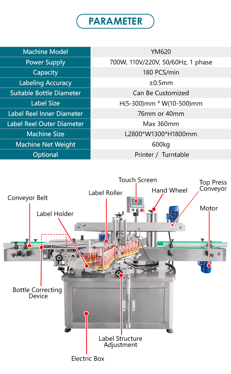 Double Sided Automatic Front Back Sides Flat Labeling Machine For Square Plastic Gallon